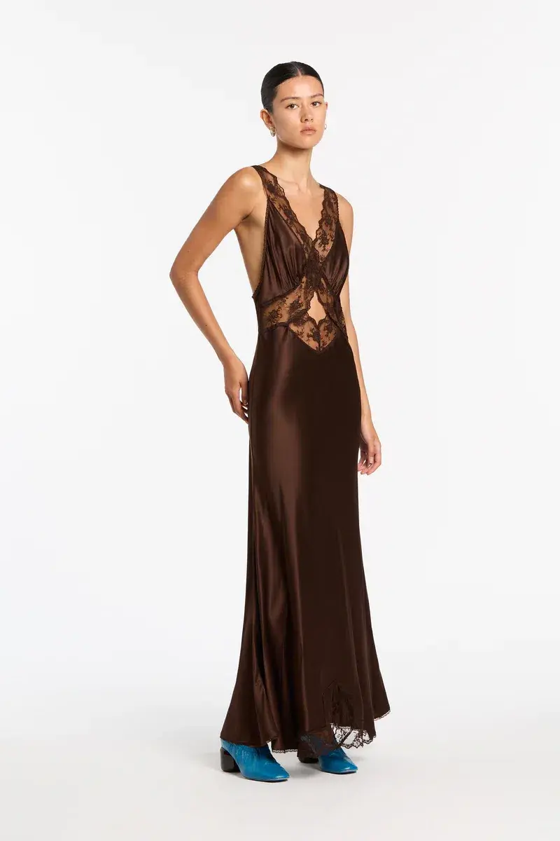 Sir the Label Aries Cut out Gown Chocolate Size 1/ Au 8  - Image 1