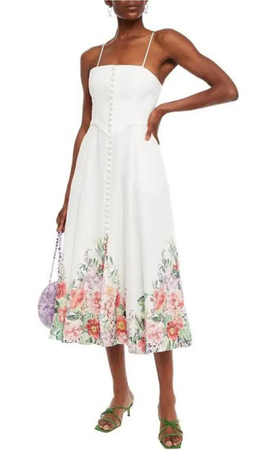 Zimmermann Bellitude Midi Floral Linen Midi Dress Floral Size 2/Au 12 - Image 2