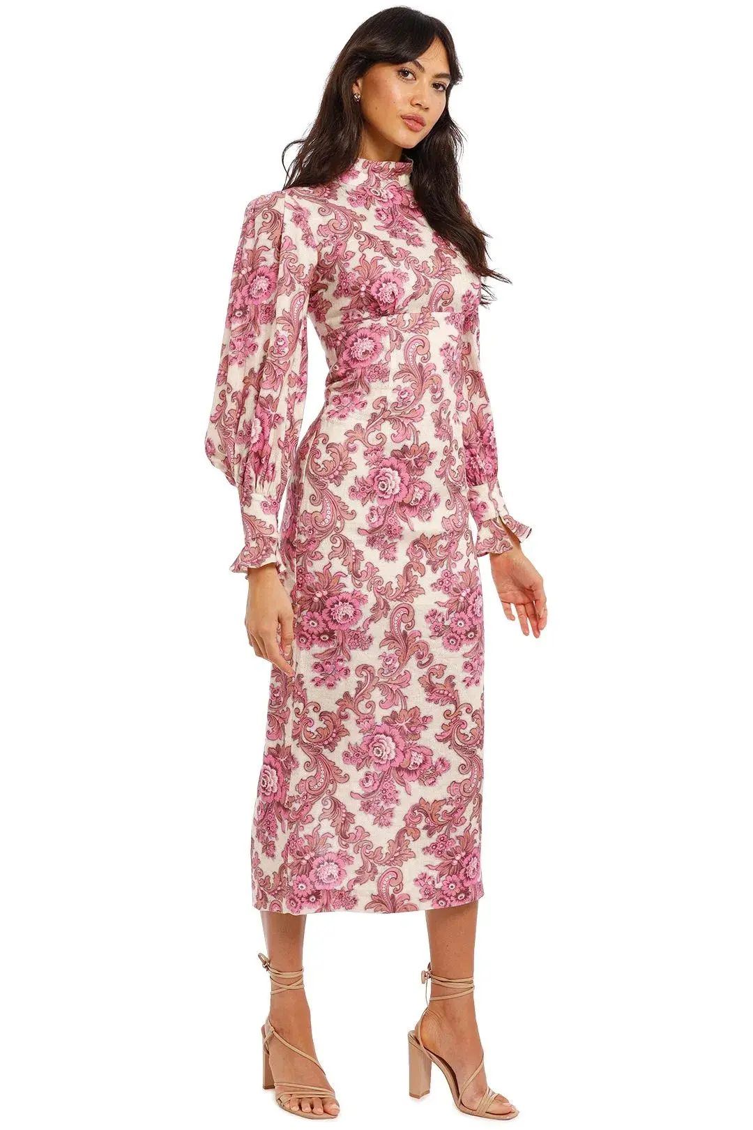 Alemais Isla Midi Dress in Magenta Floral Size 12 - Image 3