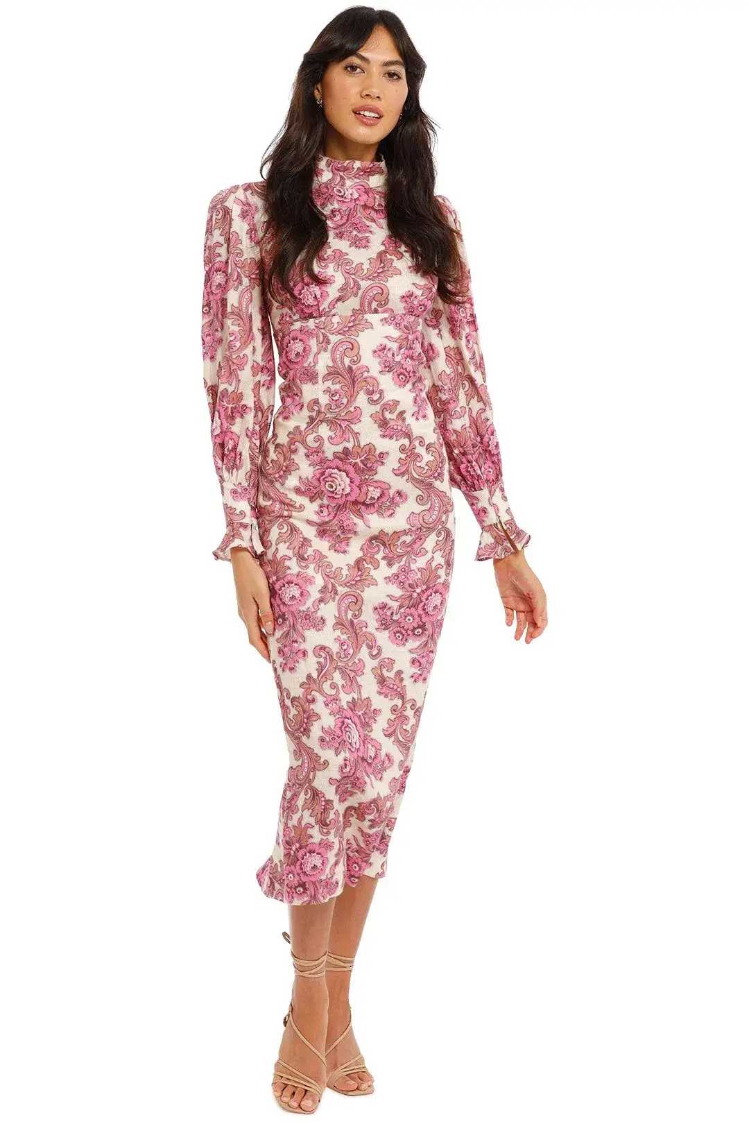 Alemais Isla Midi Dress in Magenta Floral Size 12 - Image 2