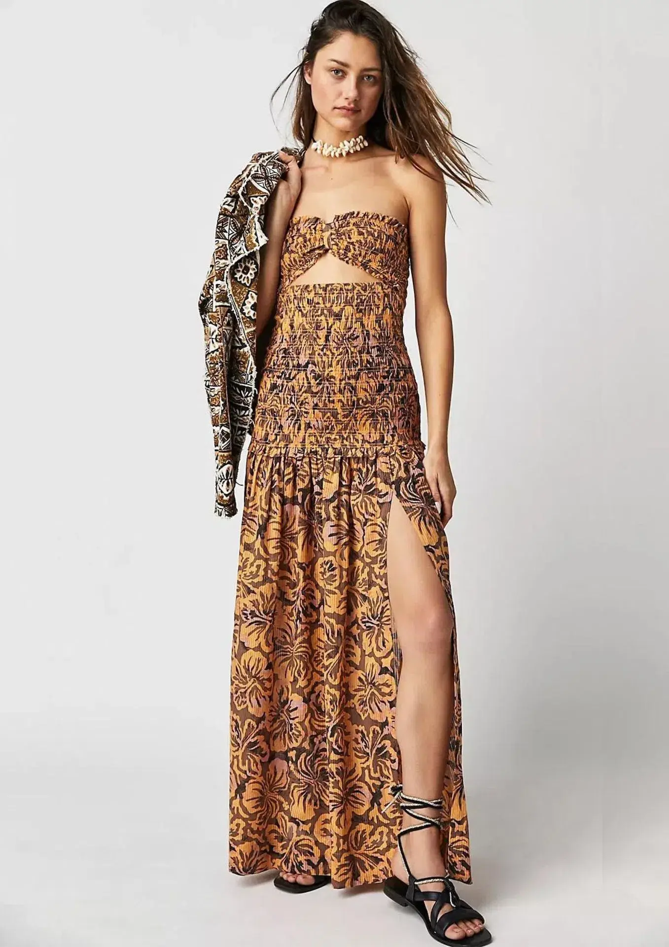 Bec & Bridge Samara Strapless Shirred Maxi Dress Floral Size 8 - Image 1