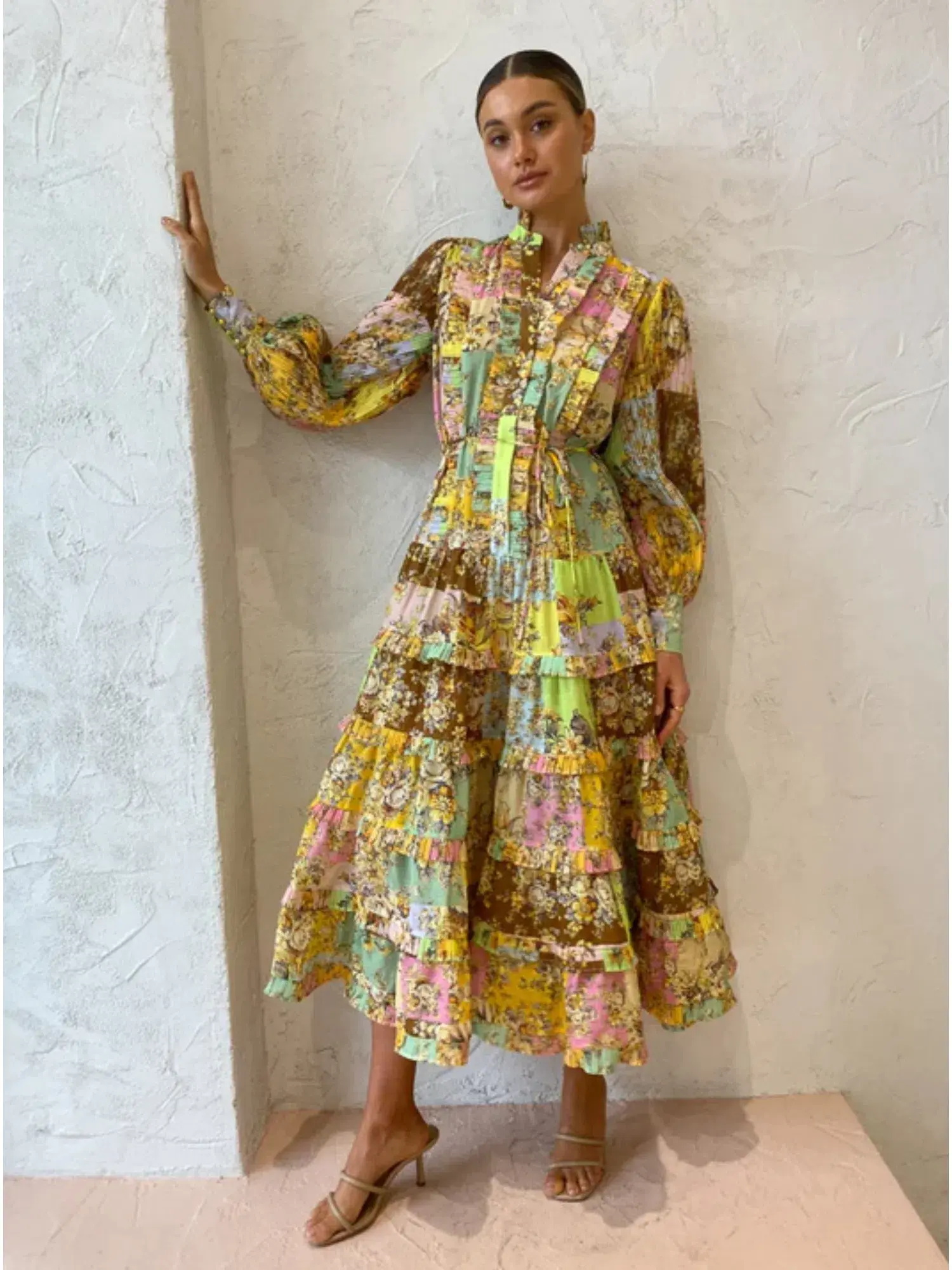 Alemais Matilde Pleat Shirt Dress In Multi Size AU 12 - Image 3