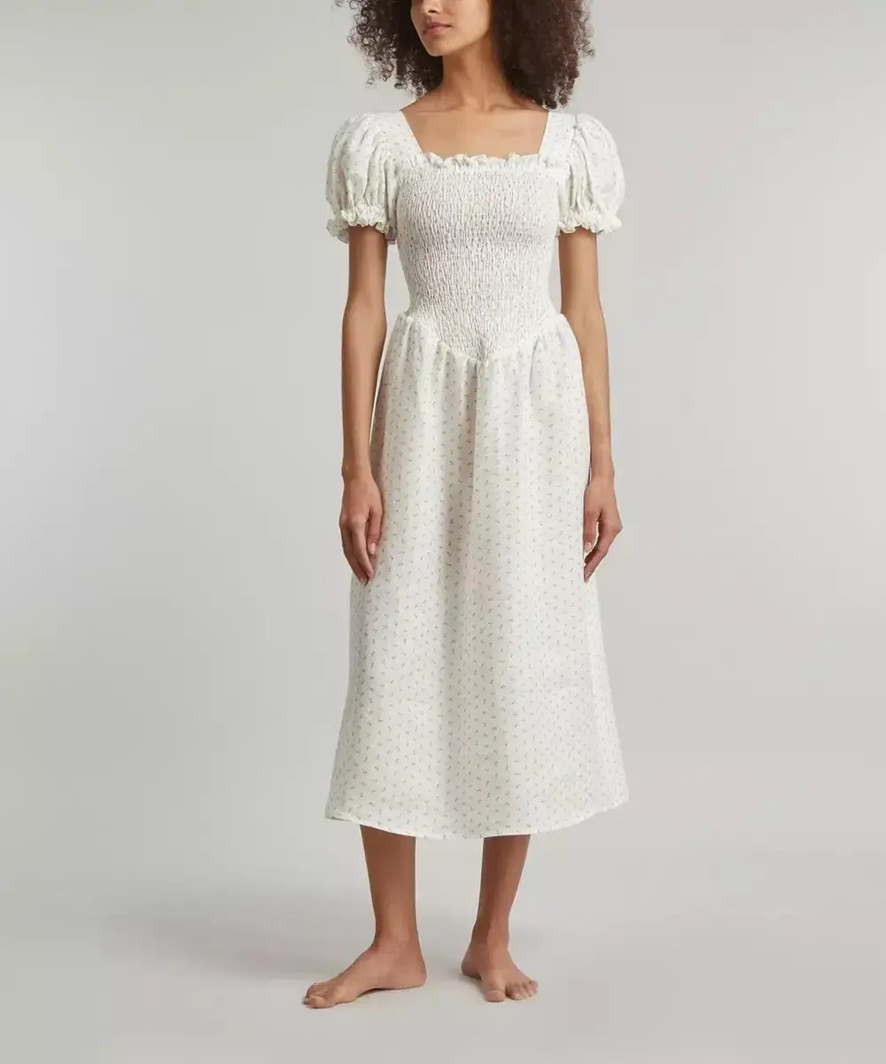 Sleeper Belle Linen Midi Dress Floral Size M/Au 10 - Image 1
