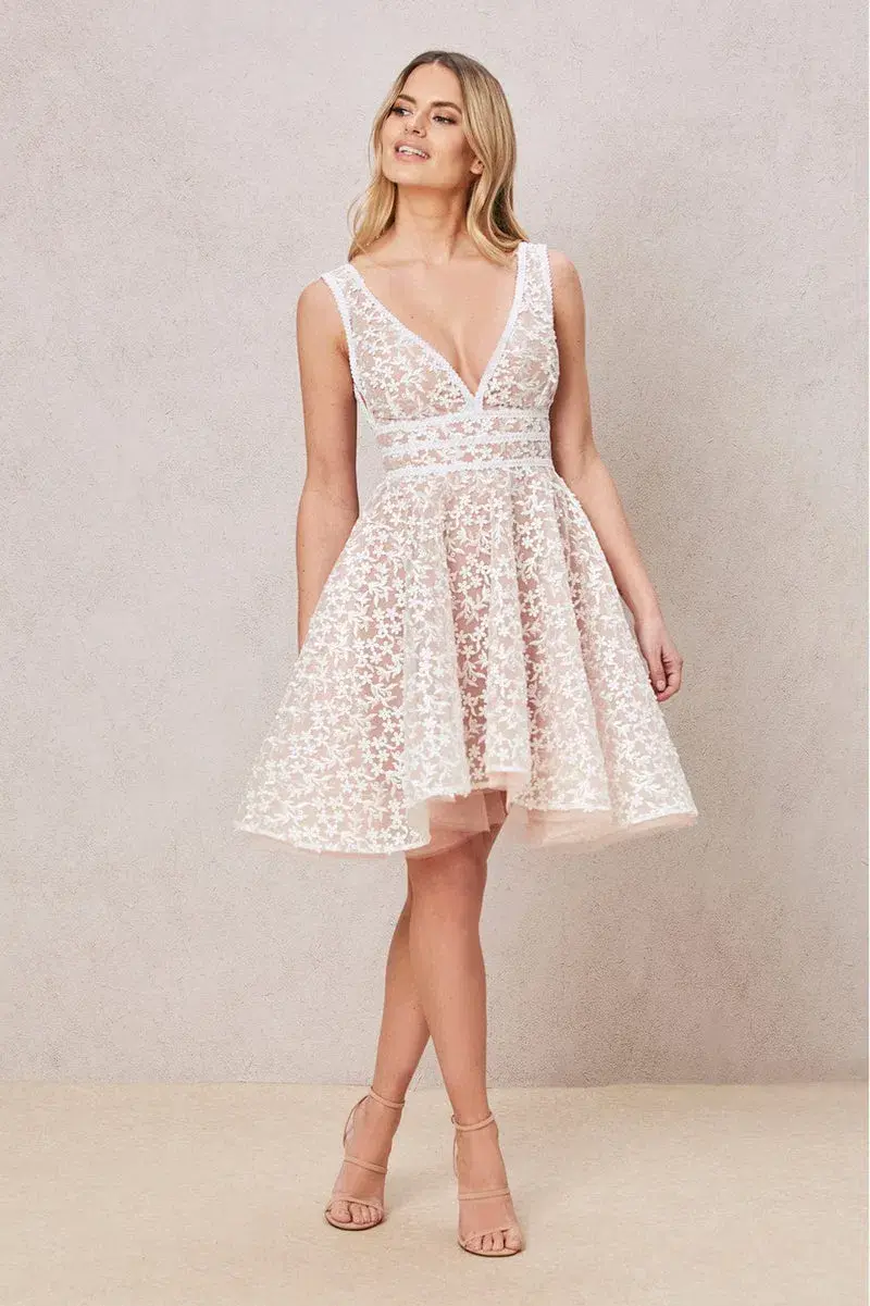 Nadine Merabi Daisy Mini Dress White Size 8 - Image 1