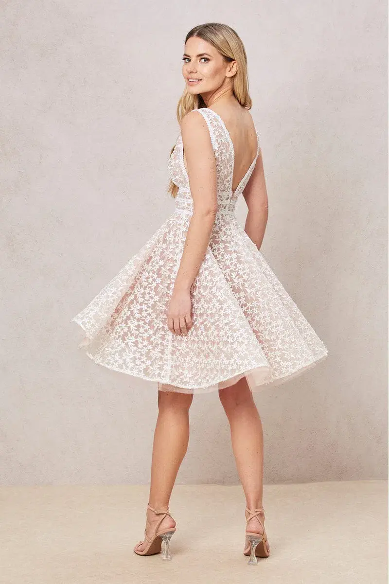 Nadine Merabi Daisy Mini Dress White Size 8 - Image 3