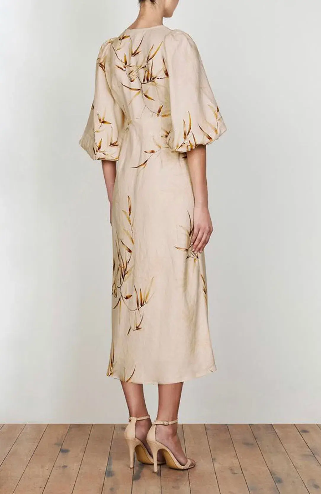 Shona joy Sundance Tie Front Linen Midi Dress Print Size 10 - Image 3