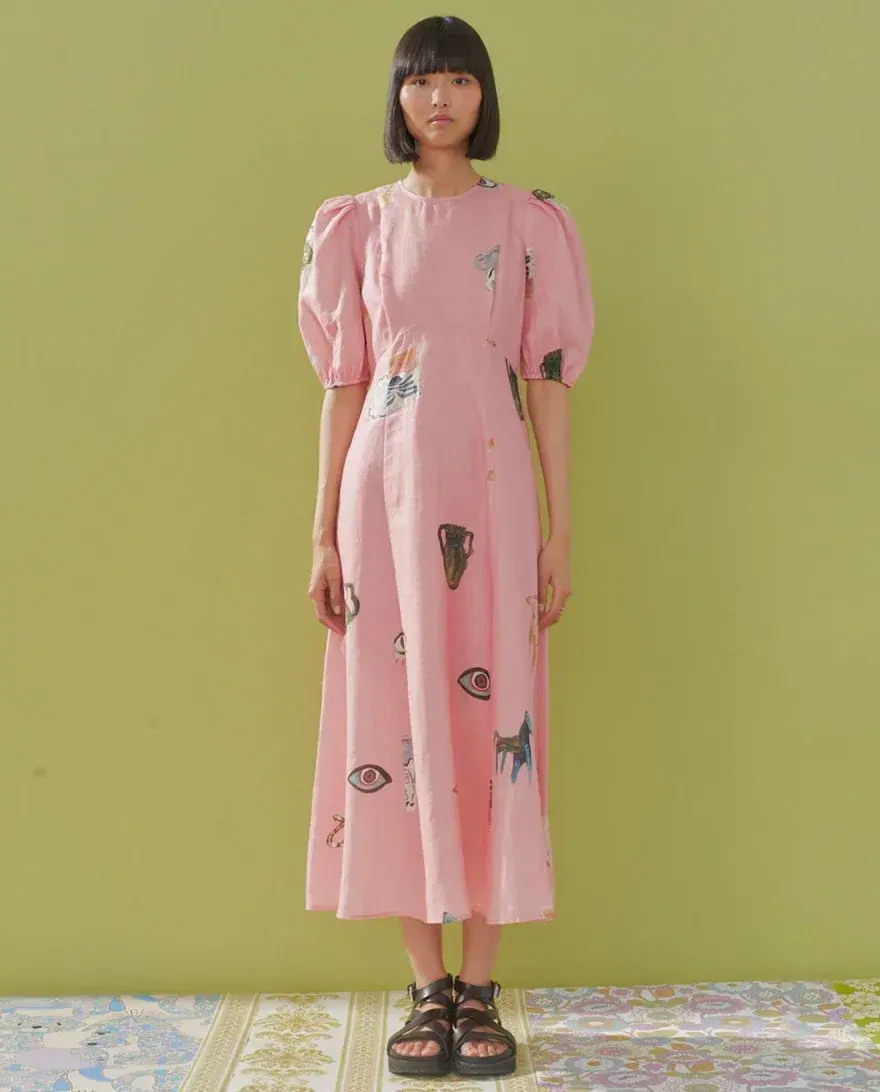 Alemais Cleo Midi Dress In Pink Print Size 8 - Image 1