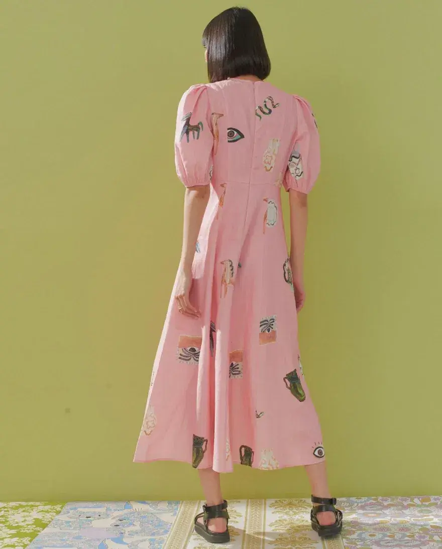 Alemais Cleo Midi Dress In Pink Print Size 8 - Image 3