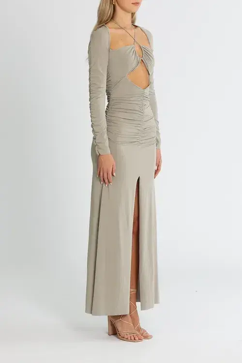 Bec and Bridge Adaline Long Sleeve Maxi Dress Taupe Grey Size 8 - Image 2