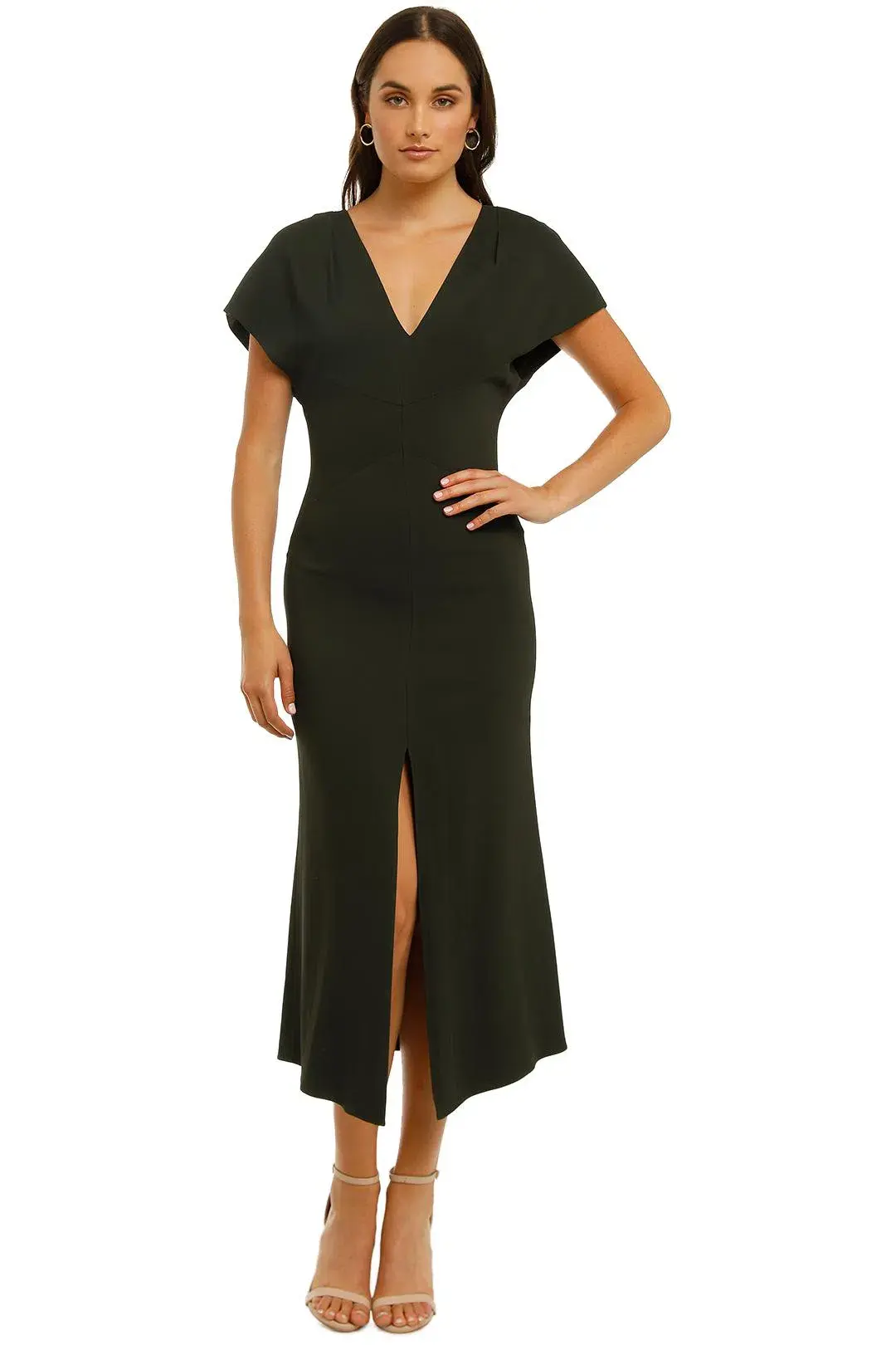 Ginger and Smart Amplitude V Neck Dress Dark Kelp Green Size 8  - Image 1