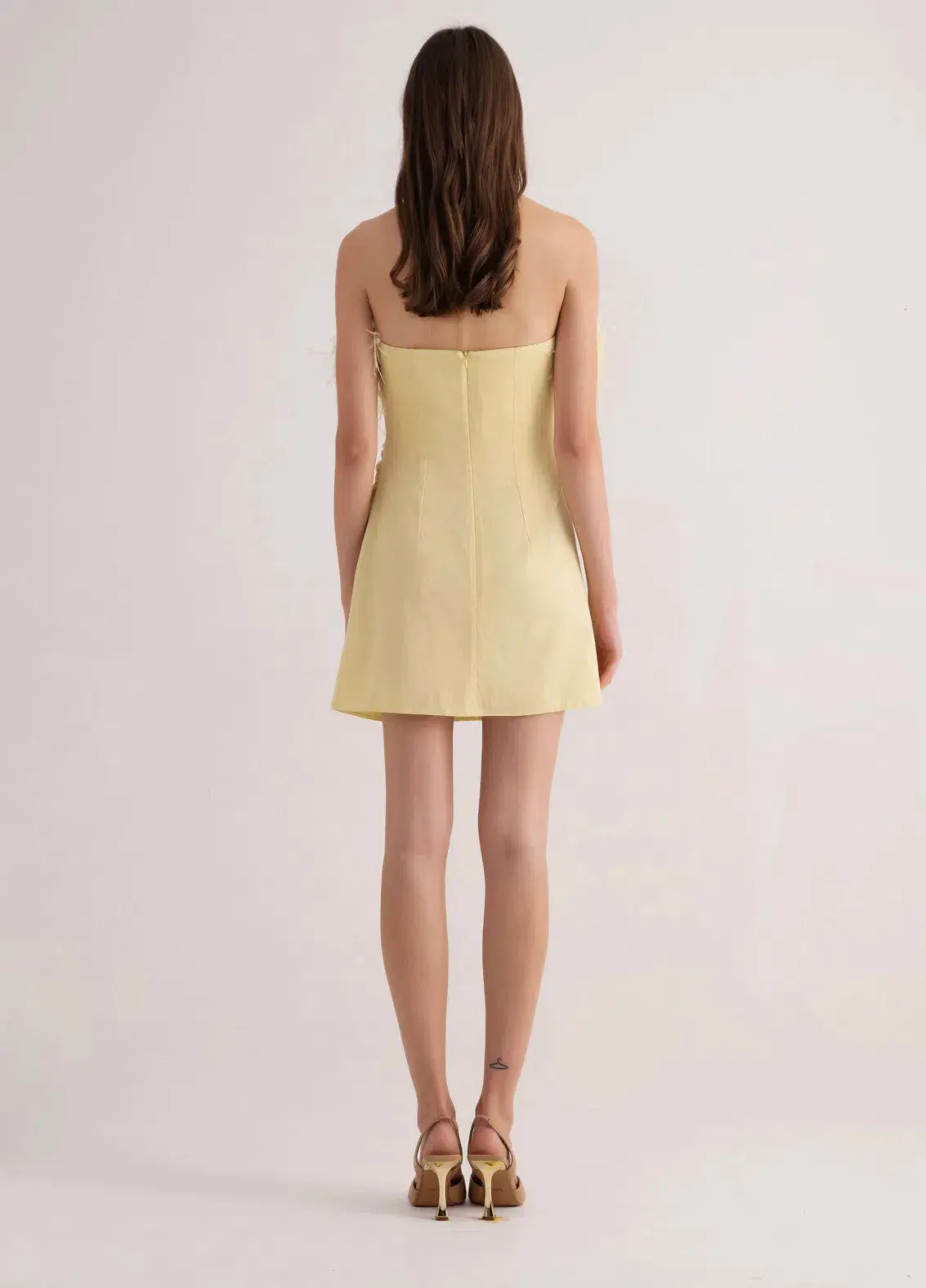 F.ILKK Feather Mini Dress Yellow Size 8 - Image 2