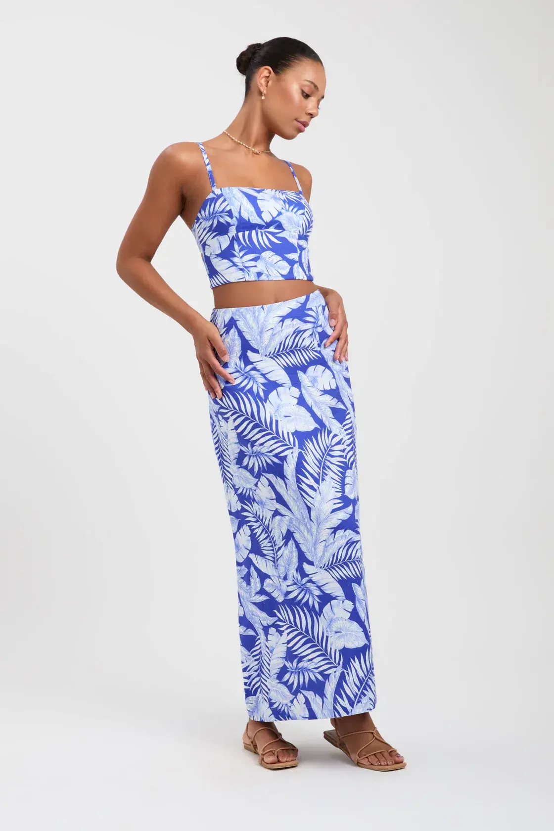 Kookai Justine Crop Top and Maxi Skirt Set Dazzling Blue Size 10 - Image 1