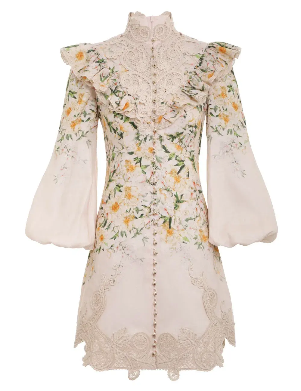 Zimmermann The Coaster Battenburg Blouse in Blush Garden FloralSize 1/Au 10  for rent on The Volte - main image