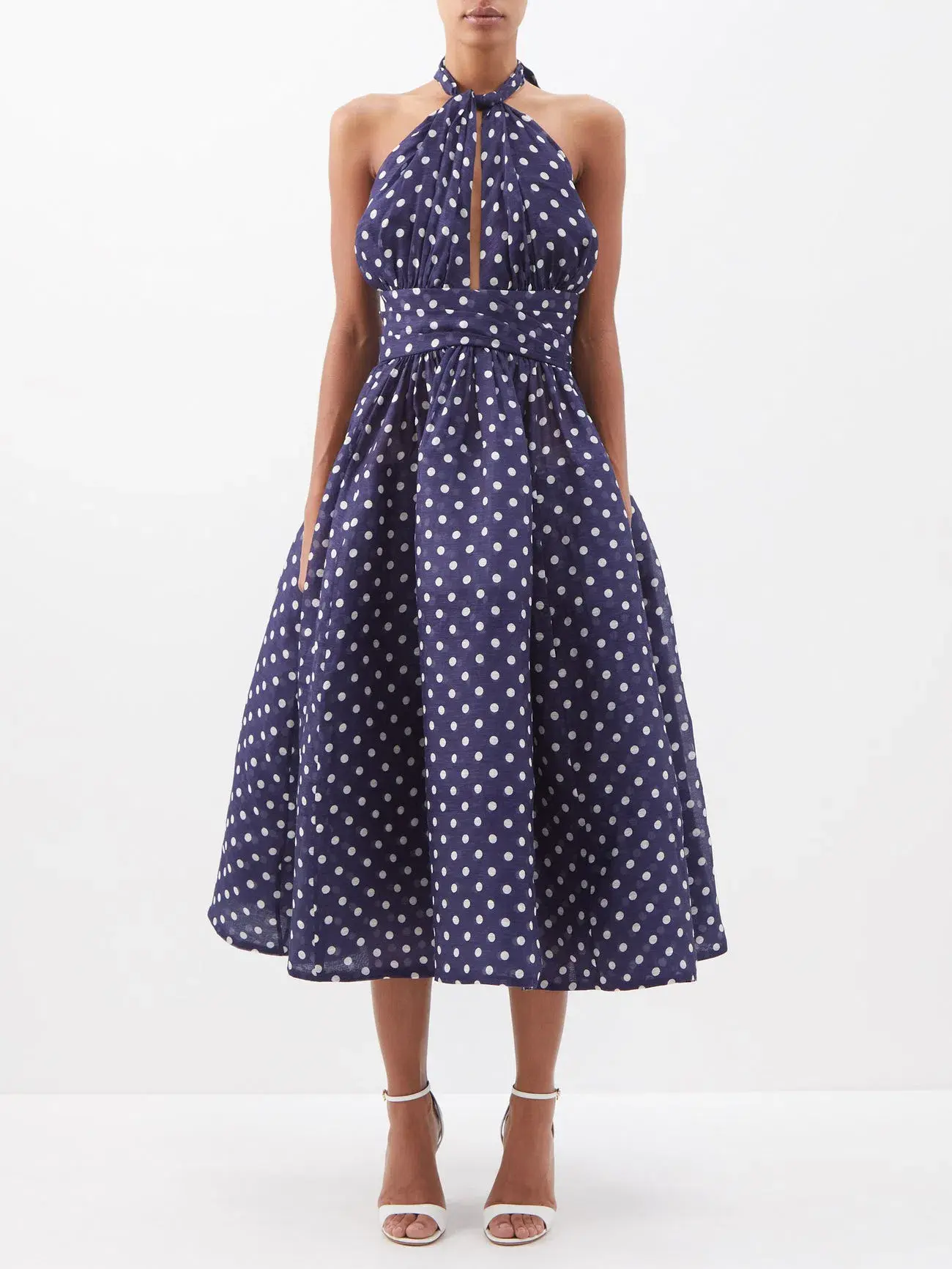 Zimmermann High Tide Halterneck Polka Dot Midi Dress Print Size 4 / Au 16 - Image 1