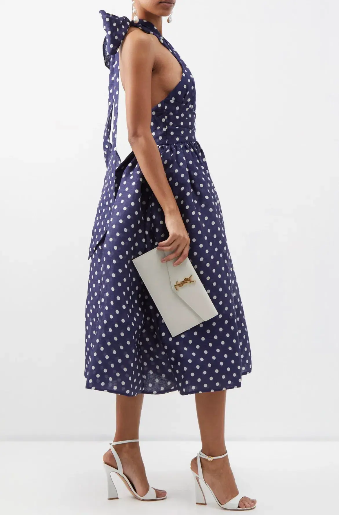 Zimmermann High Tide Halterneck Polka Dot Midi Dress Print Size 4 / Au 16 - Image 2