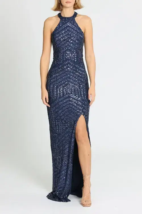 Langhem Julia Evening Gown Blue Size 12 - Image 2