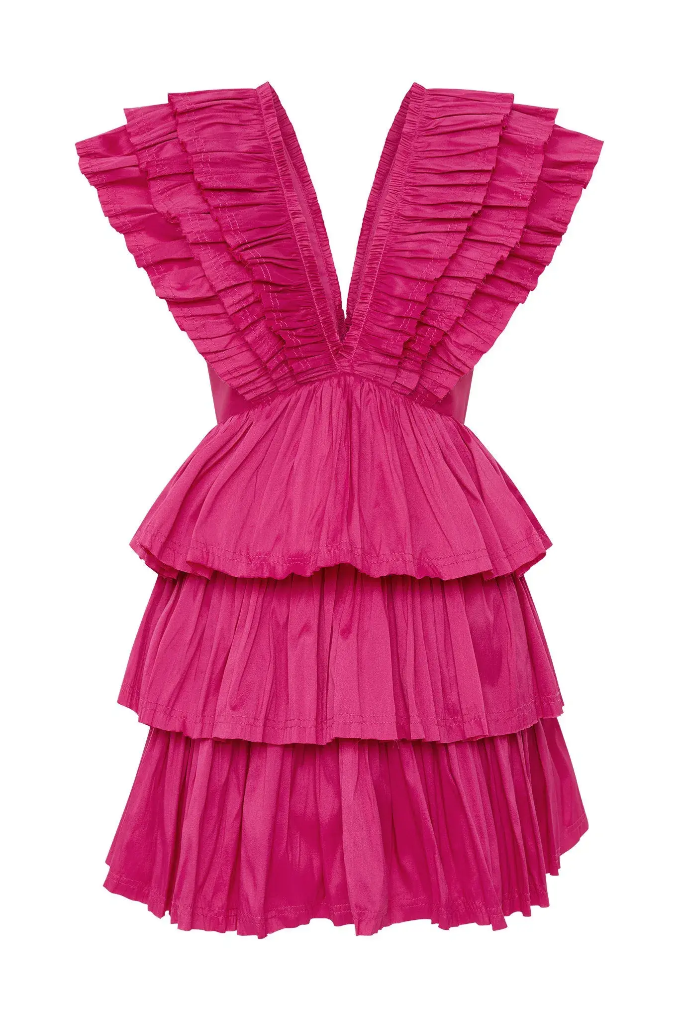 AJE Rhythmic Frilled Mini Dress Fuchsia Size 8 - Image 3