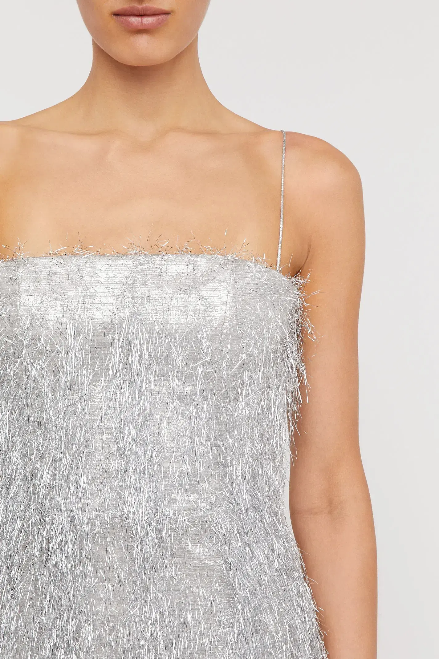 Scanlan Theodore Tinsel Mini Dress Silver Size 8 - Image 2
