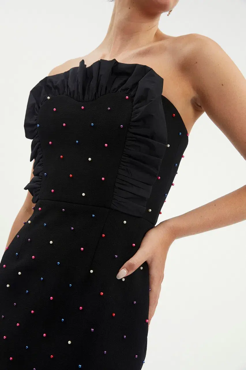 Rebecca Vallance Pollock Strapless Mini Dress Black Size 10 - Image 2