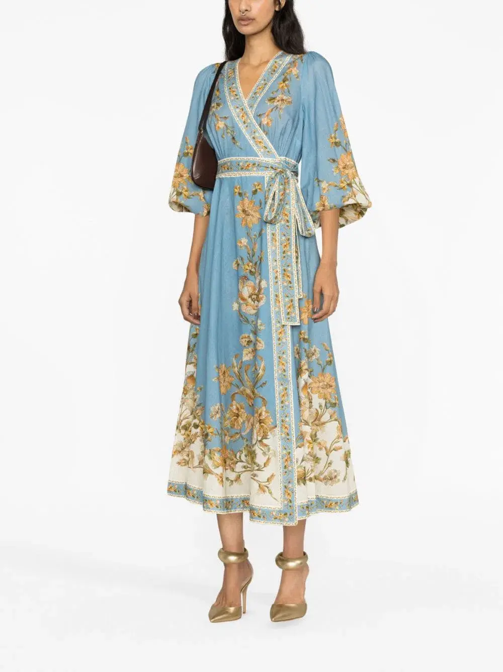 Zimmermann The Chintz Wrap Midi Dress in Blue Daisy Floral Size 2 / AU 12 - Image 1