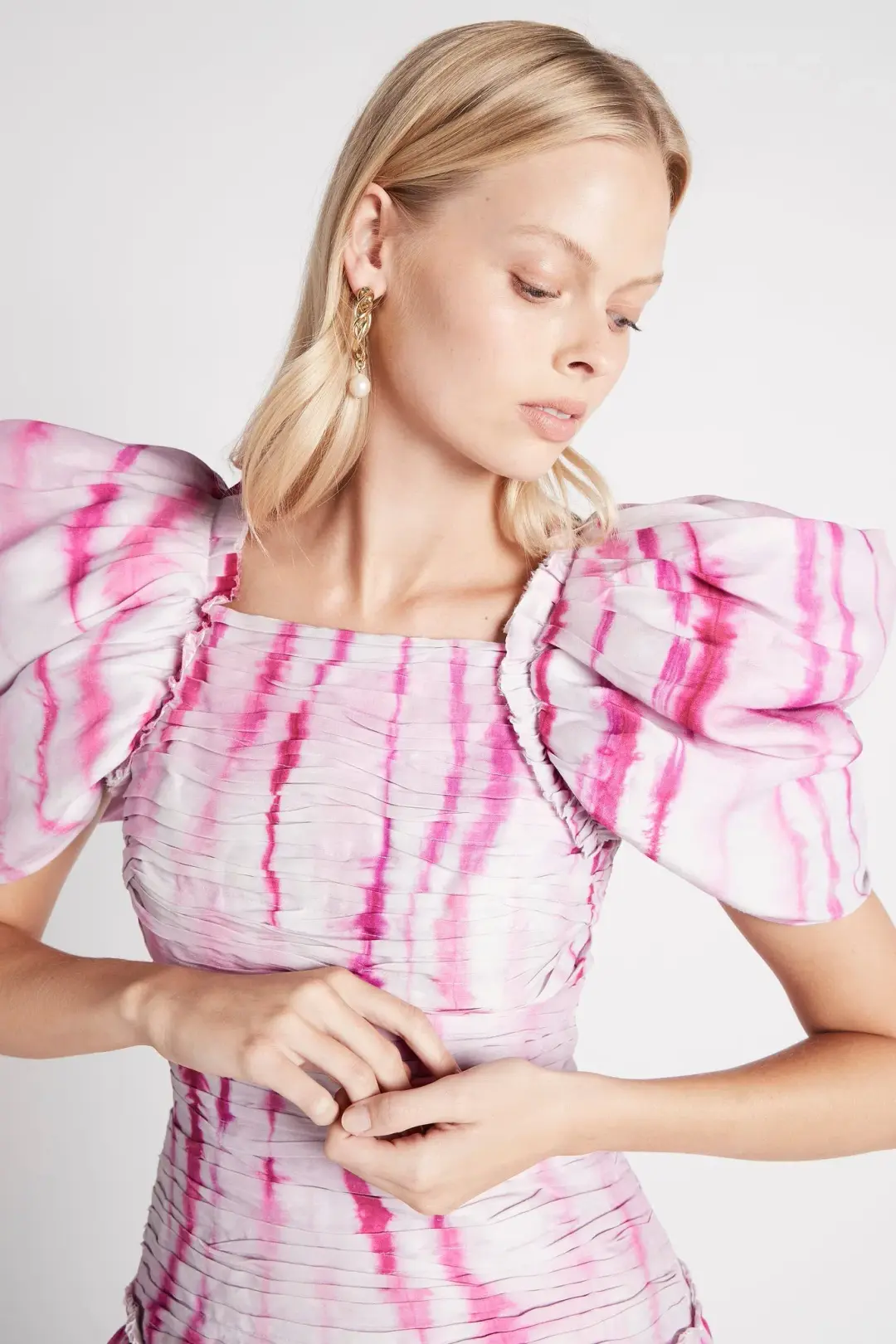Aje Introspect Mini Dress Pink Ripple Tie Dye Print Size AU 12 for rent on The Volte - main image