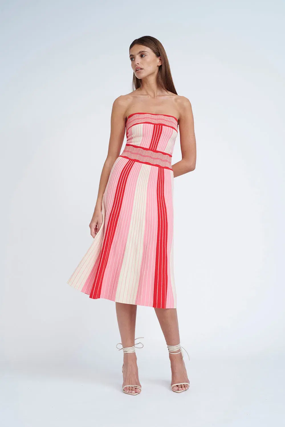 By Johnny Pipe Stripe Knit Dress Pink Multi Size 10  - Image 1