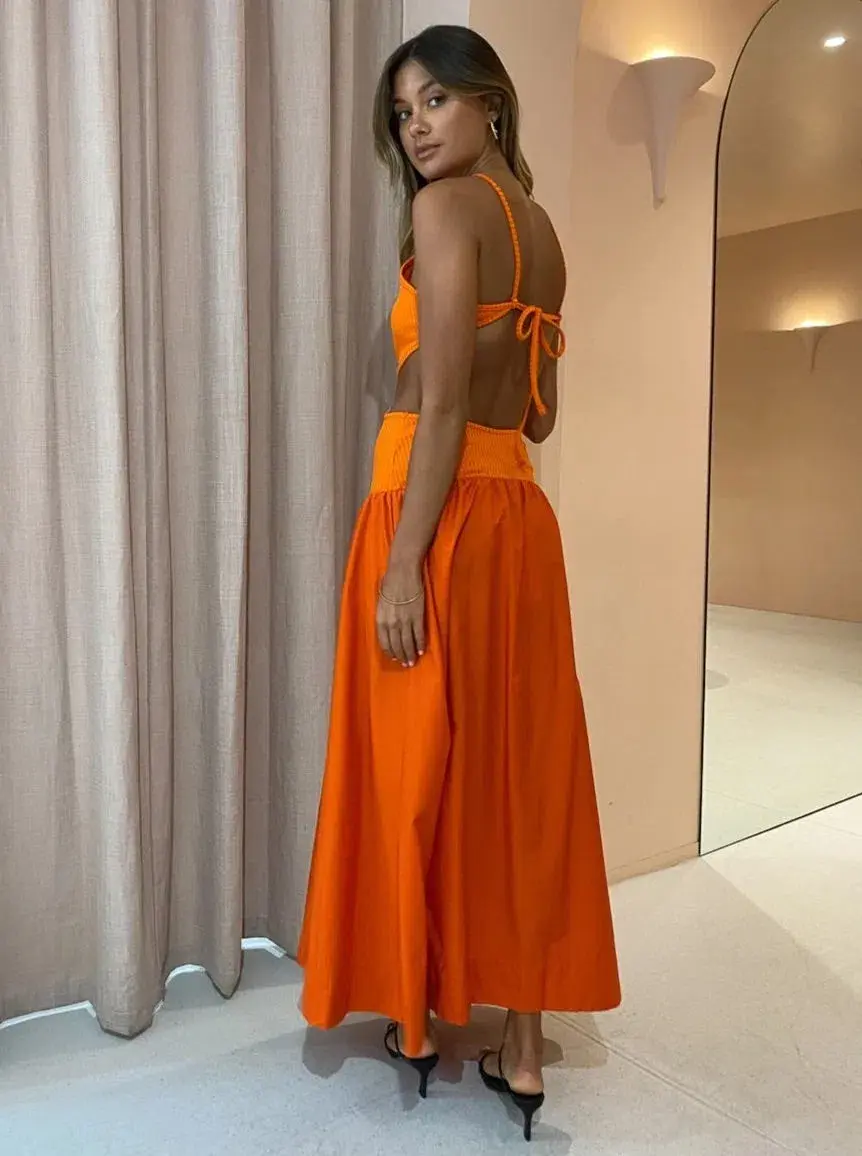 Bec & Bridge Ula Cut Out Maxi Dress Orange Size 12 - Image 2
