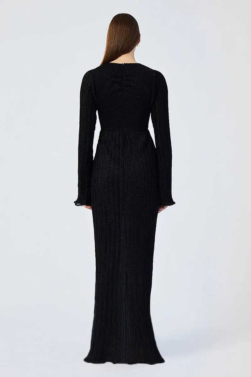 Suboo Crystal V Neck Maxi Dress Black Size S/AU 8 - Image 5