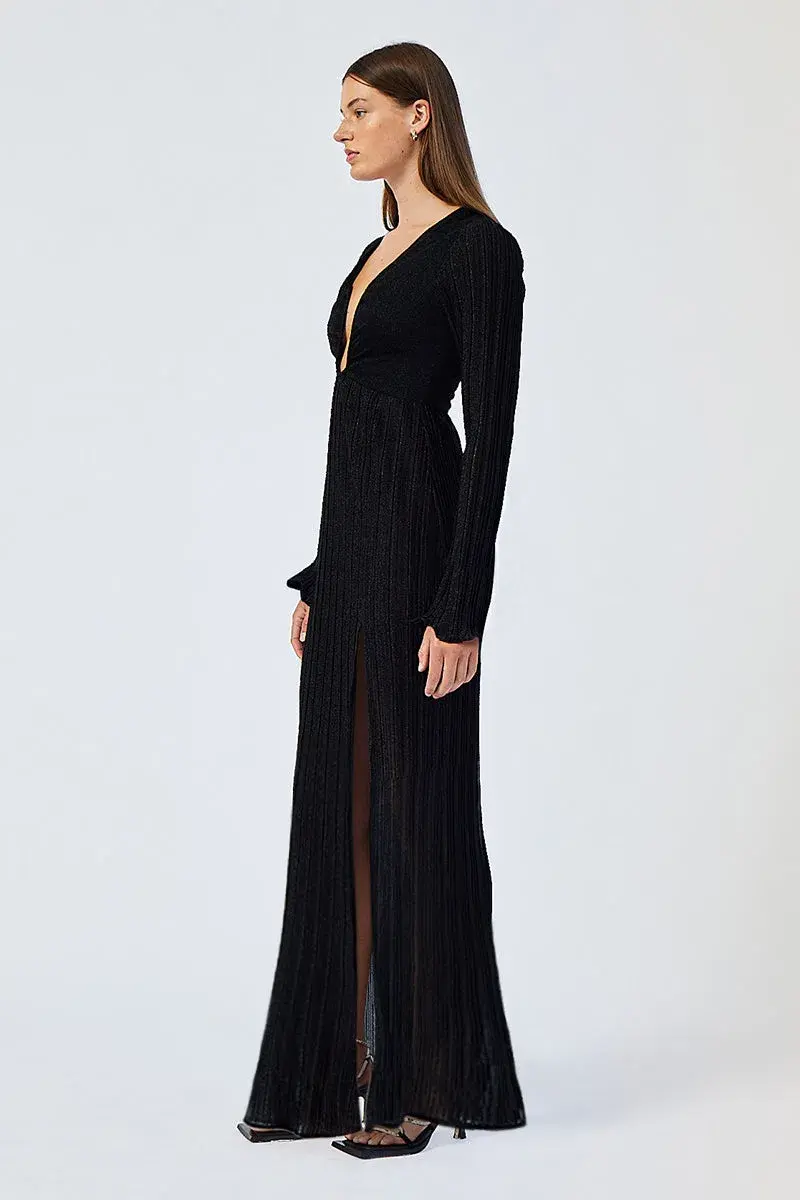 Suboo Crystal V Neck Maxi Dress Black Size S/AU 8 - Image 3