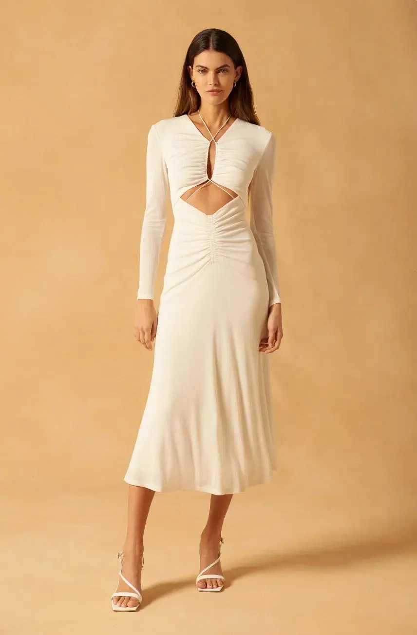 MISHA Kerry Slinky Jersey Midi Dress White Size 10/M - Image 1