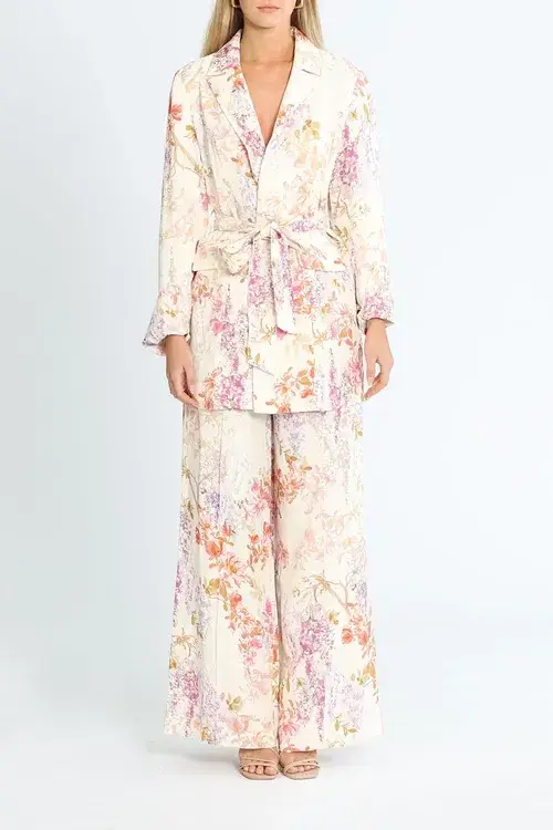 Ministry of Style Joyful Blooms Blazer and Pant Set Multi Print White Size 12 - Image 1