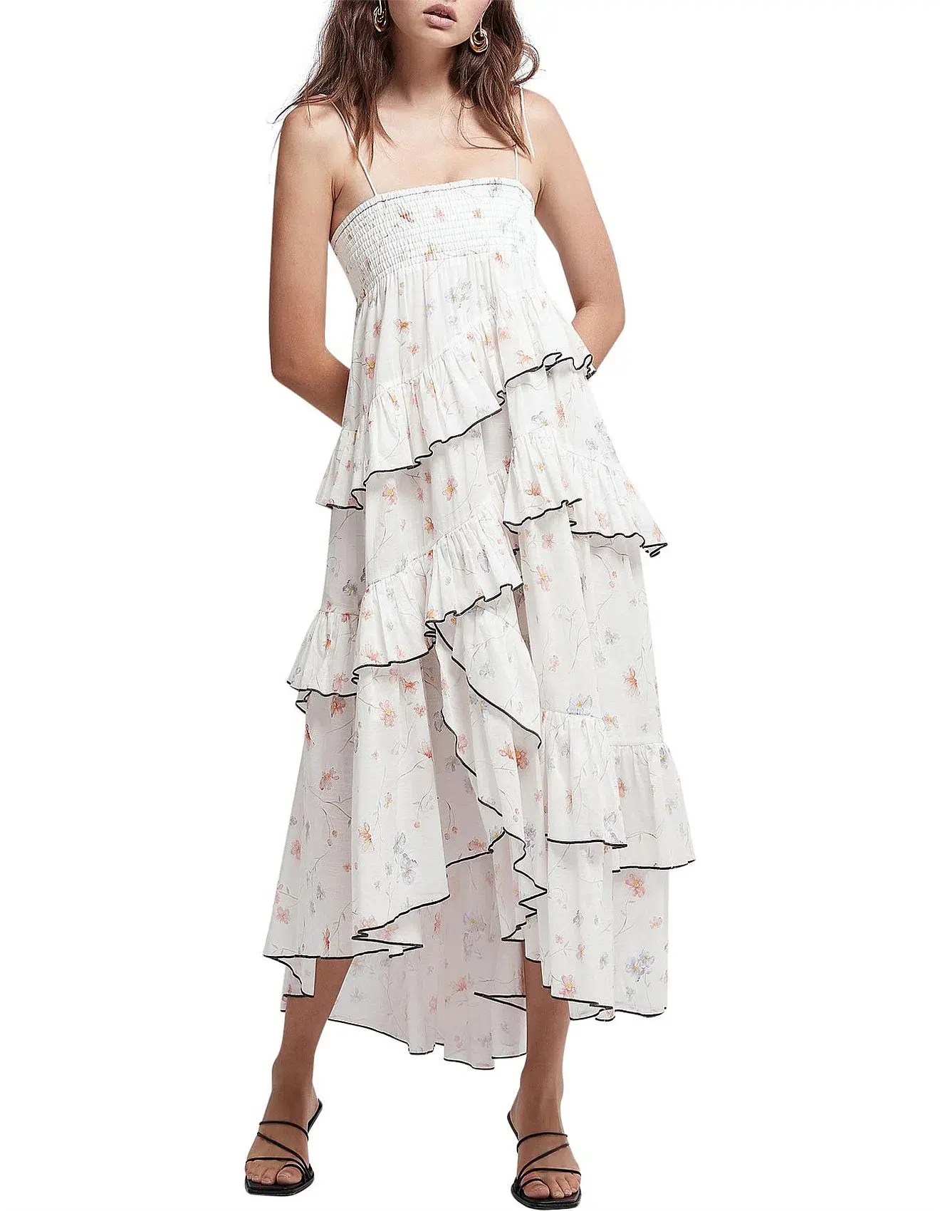 Aje Armeria High-Low Midi Dress Floral Size AU 10 - Image 1