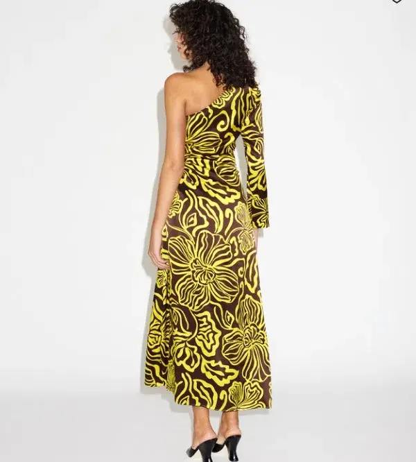 Lover Solana Silk One Shoulder Cut Outs Midi Dress Size AU 12  for rent on The Volte - main image