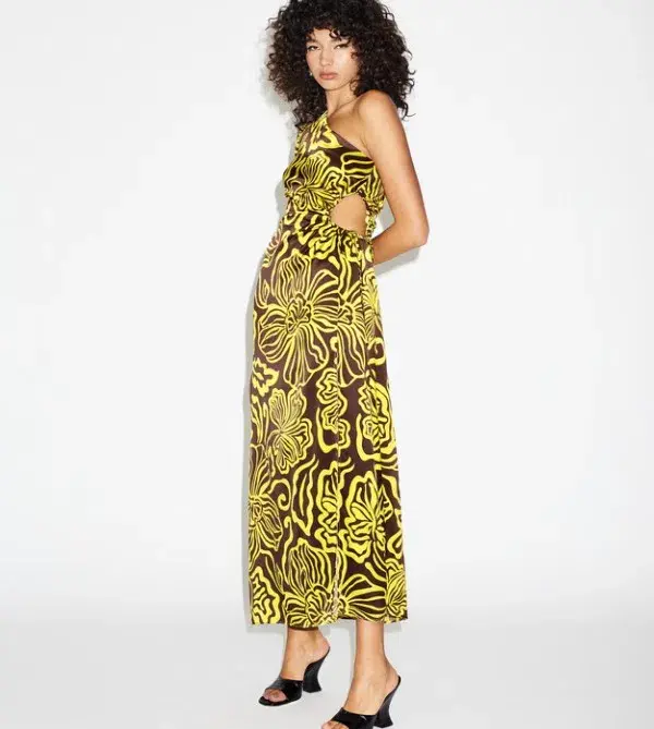 Lover Solana Silk One Shoulder Cut Outs Midi Dress Size AU 12  for rent on The Volte - main image