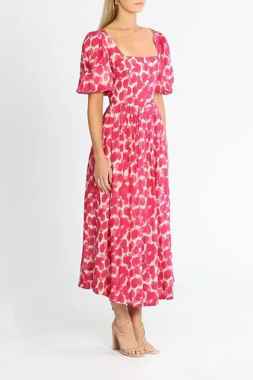 Ministry of Style Mottled Blossoms Midi Dress Pink Print Size AU 12 for rent on The Volte - main image