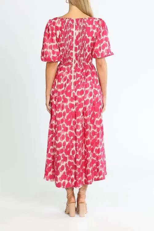 Ministry of Style Mottled Blossoms Midi Dress Pink Print Size AU 12 for rent on The Volte - main image