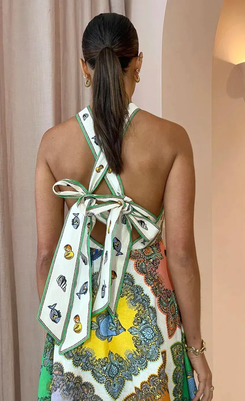 Alemais Trippy Troppo Halter Midi Multi Size AU 8 for rent on The Volte - main image