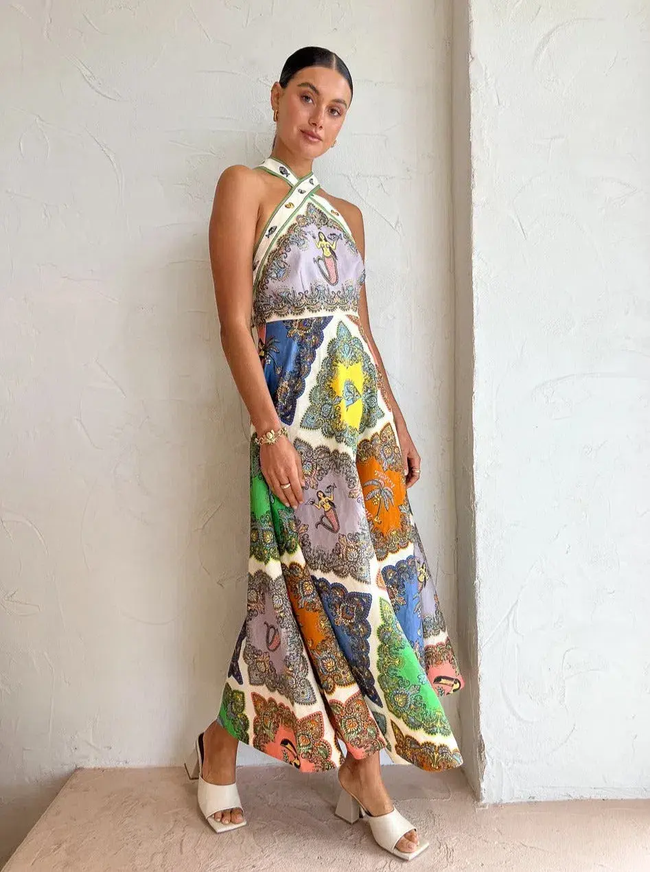 Alemais Trippy Troppo Halter Midi Multi Size AU 8 - Image 2