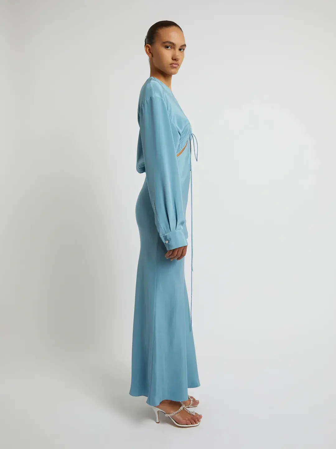 Christopher Esber Triquetra Front Tie Shirt Dress Blue Size 10 - Image 2