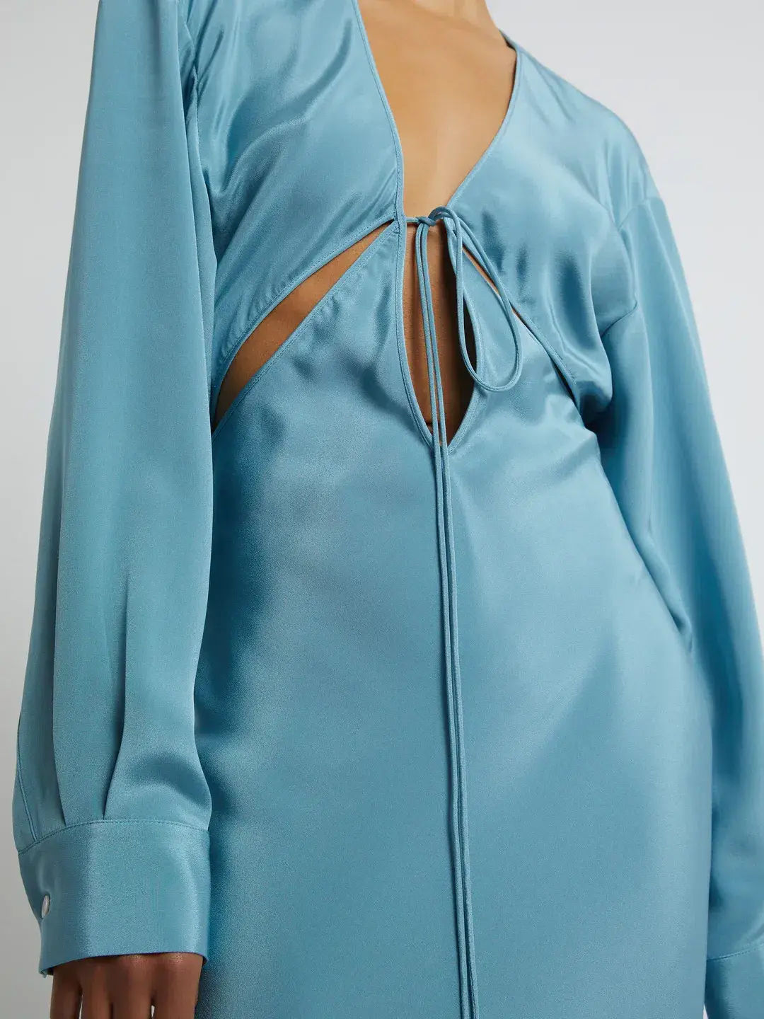 Christopher Esber Triquetra Front Tie Shirt Dress Blue Size 10 - Image 3