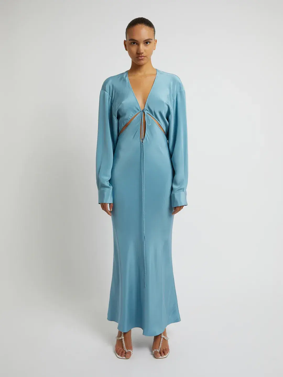 Christopher Esber Triquetra Front Tie Shirt Dress Blue Size 10 - Image 1