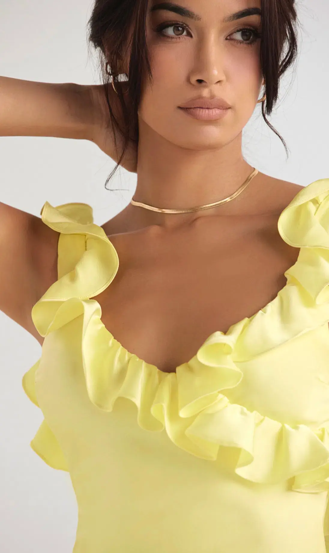 House of CB Tink Satin Ruffle Mini Dress Buttercup Size S / AU 8 - Image 8