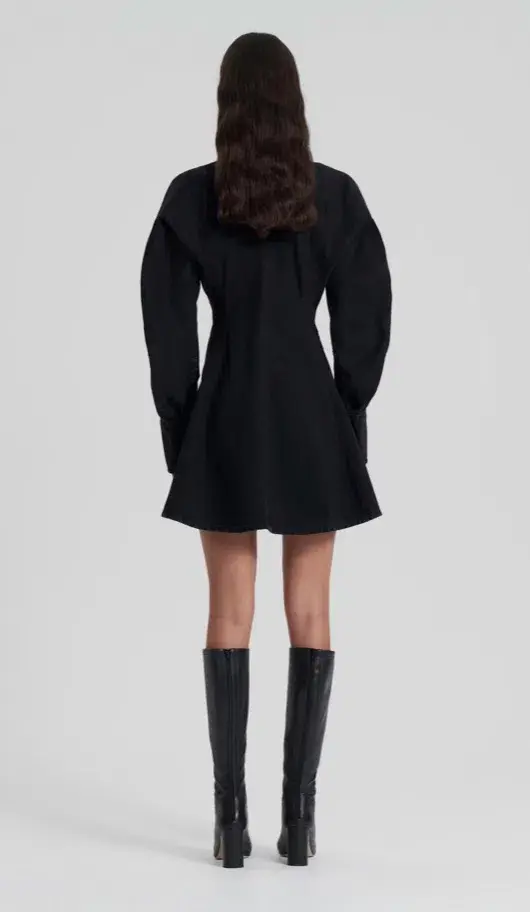 Scanlan Theodore Denim Cocoon Sleeve Mini Dress Washed Black Size 6 / XS - Image 3