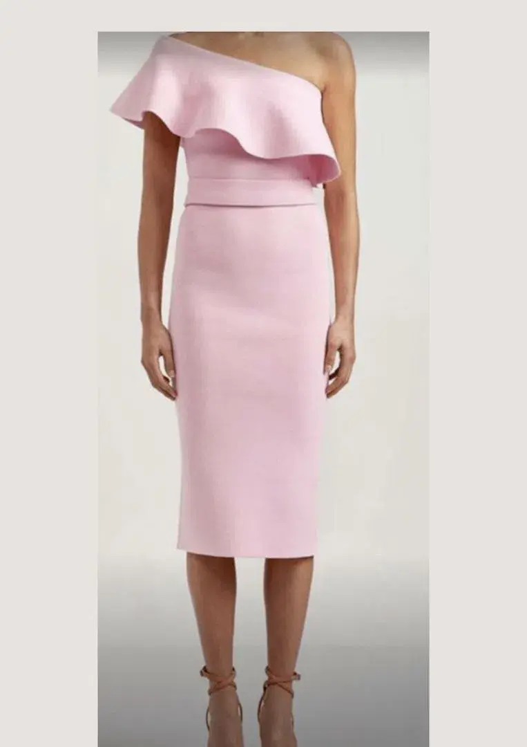 Scanlan Theodore Crepe Knit Ruffle Dress Pink Size XS / AU 6 - Image 1