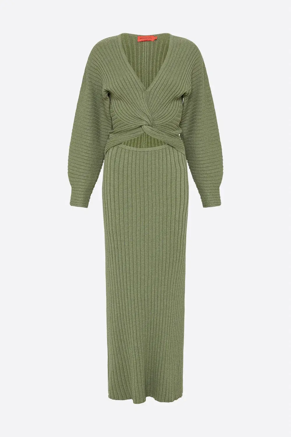 Manning Cartell Love Match Knit Midi Dress Olive Green Size 6 - Image 5