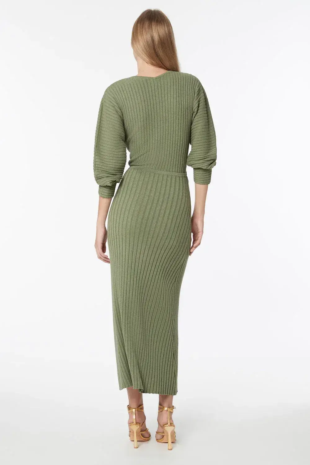 Manning Cartell Love Match Knit Midi Dress Olive Green Size 6 - Image 3