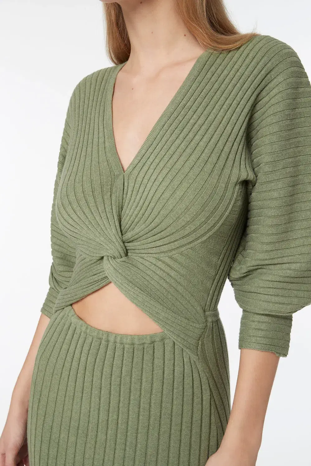 Manning Cartell Love Match Knit Midi Dress Olive Green Size 6 - Image 2