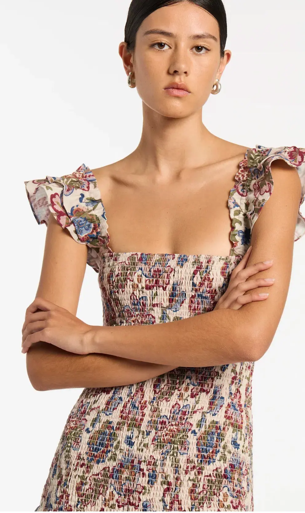 Sir The Label Bettina Shirred Mini Dress Wiltshire Floral Size 1 (AU 8) - Image 4