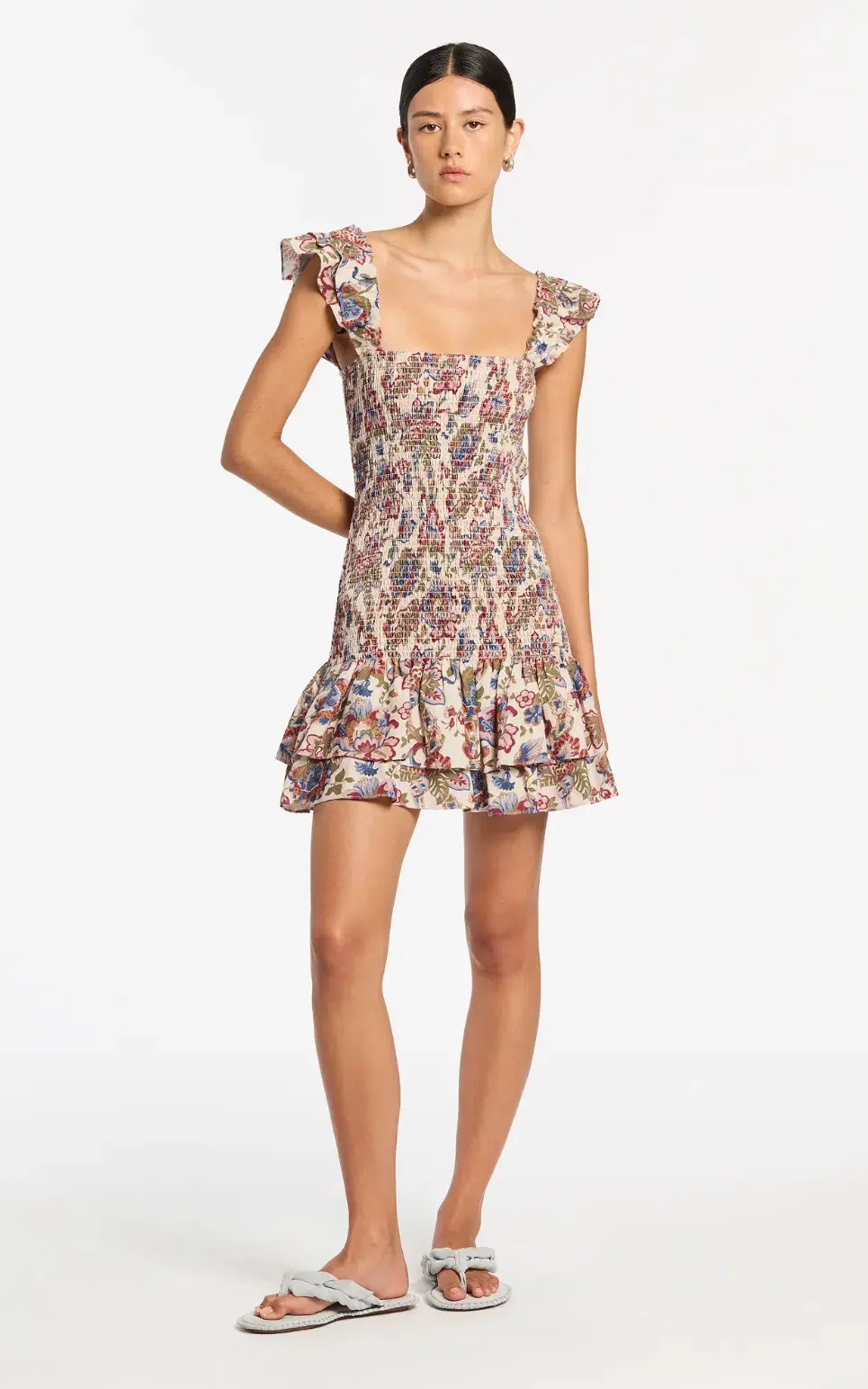 Sir The Label Bettina Shirred Mini Dress Wiltshire Floral Size 1 (AU 8) - Image 1