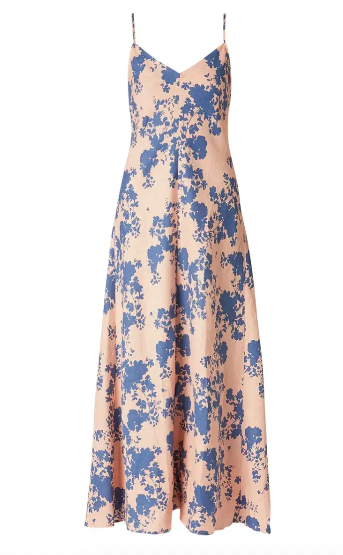 Scanlan Theodore Coral Linen Slip Dress Floral Size 10 - Image 3